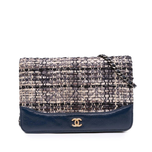 Chanel Quilted Tweed And Calfskin Gabrielle Wallet On Chain Rovelle Bags