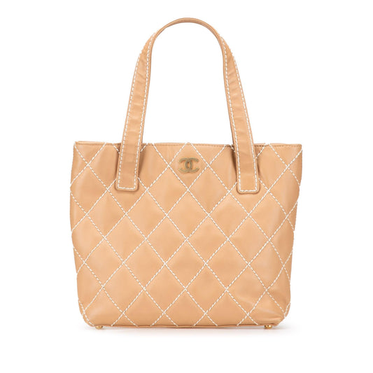 Chanel Small Cc Calfskin Wild Stitch Tote Rovelle Bags