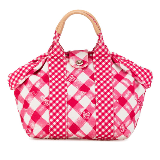 Chanel Small Canvas Printed Cc Gingham Handbag Rovelle Bags