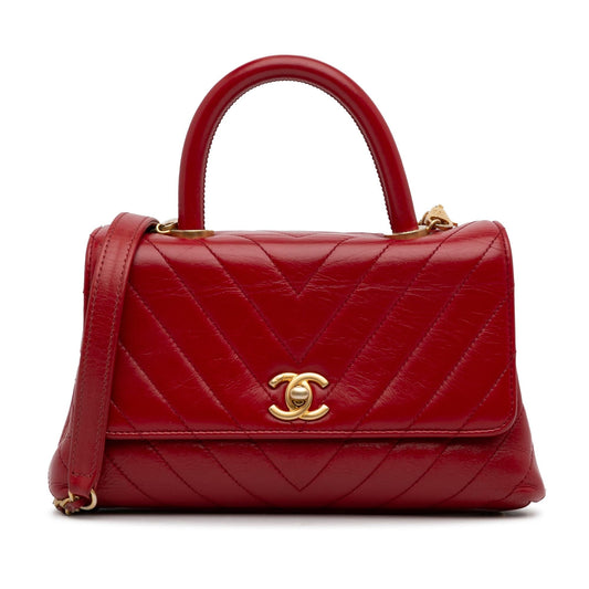 Chanel Small Lambskin Chevron Coco Top Handle Bag Rovelle Bags