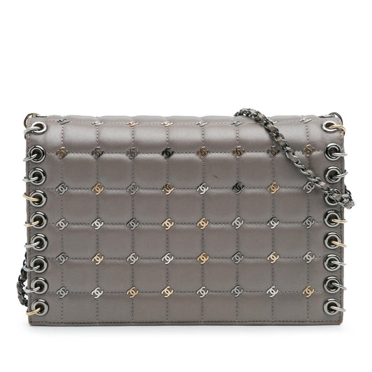 Chanel Small Lambskin Chocolate Bar Cc Piercing Studded Chain Flap Rovelle Bags