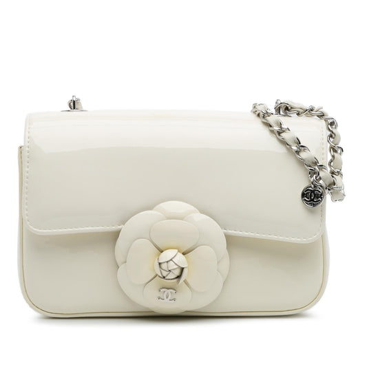 Chanel Small Patent Camellia Single Flap Rovelle Bags