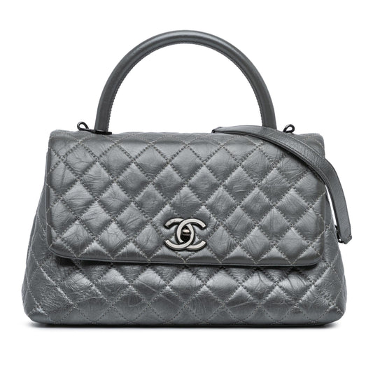 Chanel Small Quilted Aged Calfskin Coco Top Handle Bag Rovelle Bags
