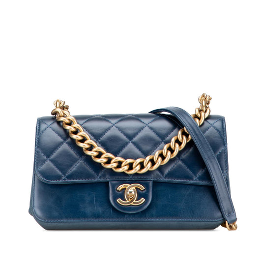 Chanel Small Quilted Calfskin Straight Lined Flap Rovelle Bags