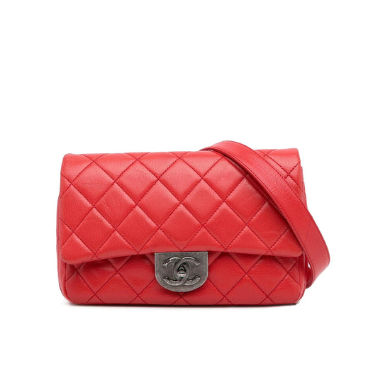 Chanel Small Quilted Goatskin Double Carry Waist Chain Flap Rovelle Bags