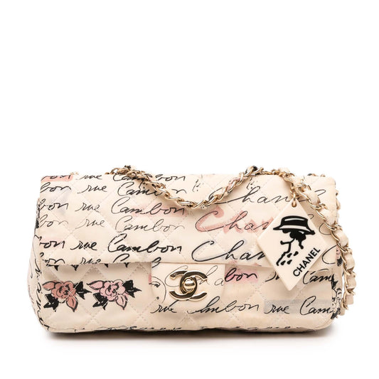 Chanel Small Quilted Nylon Printed Rue Cambon Flap Rovelle Bags