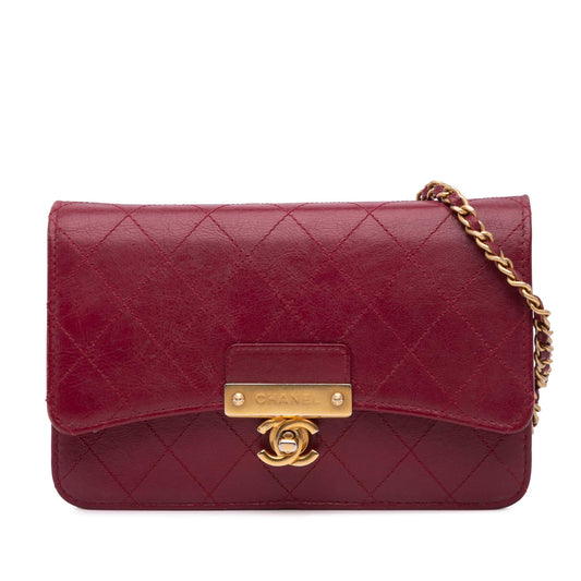 Chanel Stitched Goatskin Golden Cc Wallet On Chain Rovelle Bags