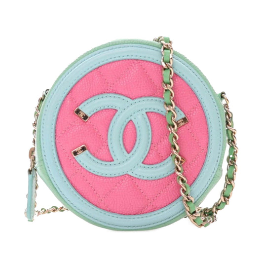 Chanel Tricolor Caviar Cc Filigree Round Crossbody Rovelle Bags