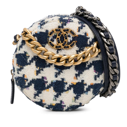 Chanel Tweed 19 Round Clutch With Chain Rovelle Bags