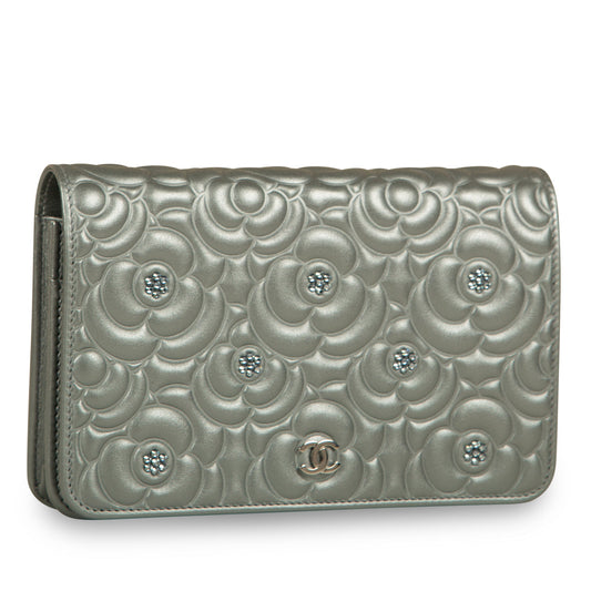Chanel Wallet On Chain Lambskin Silver Crossbody Rovelle Bags