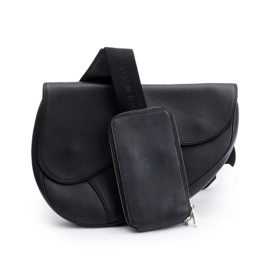Christian 2020 Dior Black Leather Saddle Bag Rovelle Bags