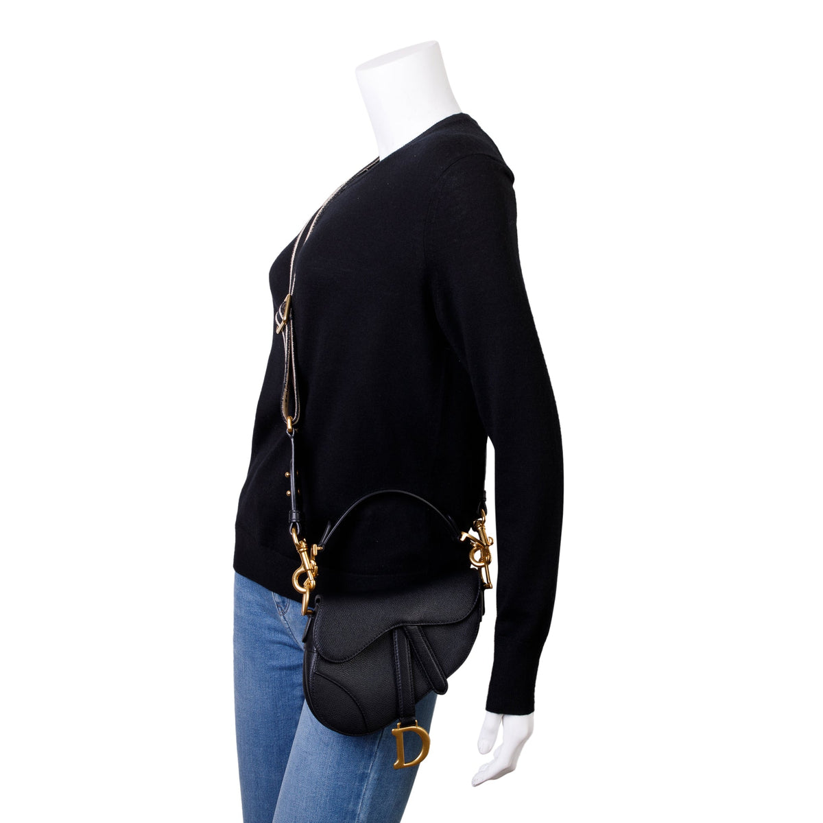 Christian Dior 2020 Black Calfskin Leather Mini Saddle Bag Rovelle Bags
