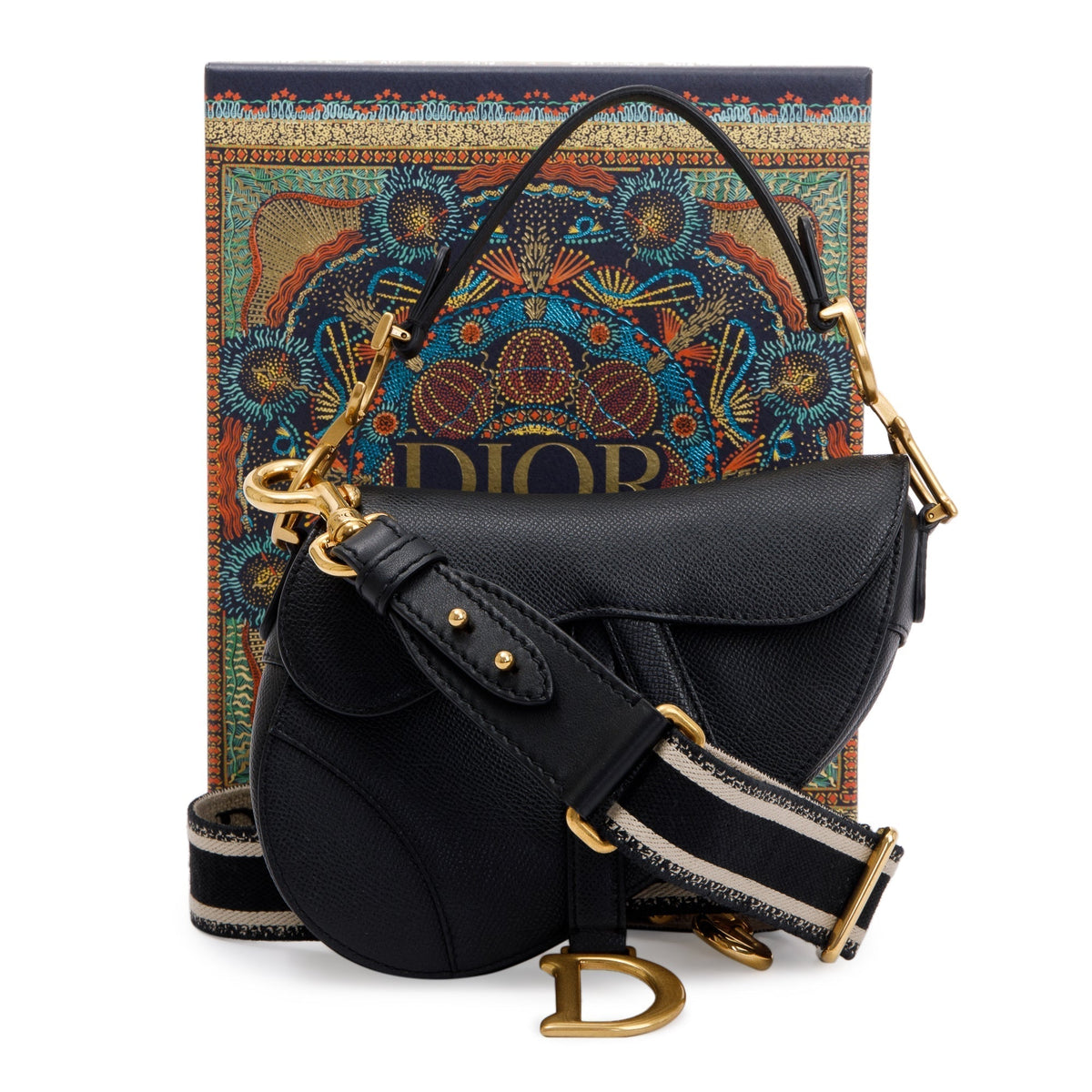 Christian Dior 2020 Black Calfskin Leather Mini Saddle Bag Rovelle Bags