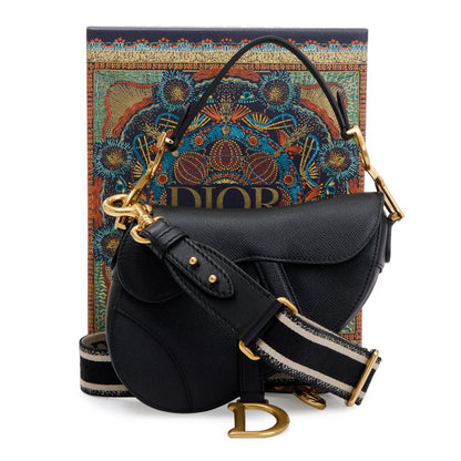 Christian Dior 2020 Black Calfskin Leather Mini Saddle Bag Rovelle Bags