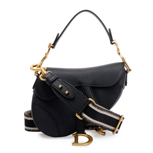 Christian Dior 2020 Black Calfskin Leather Mini Saddle Bag Rovelle Bags