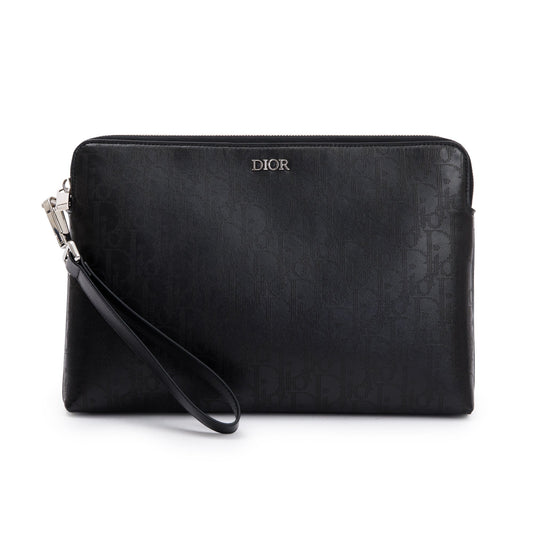 Christian Dior 2020 Black Oblique Galaxy Leather Pouch Rovelle Bags