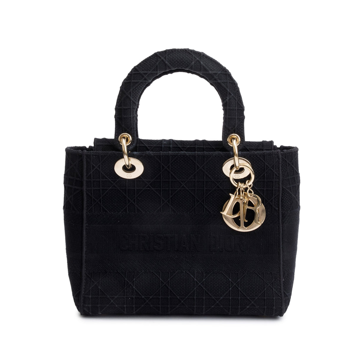 Christian Dior 2020 Black Toile De Jouy Embroidery Medium Lady D-Lite Bag Rovelle Bags