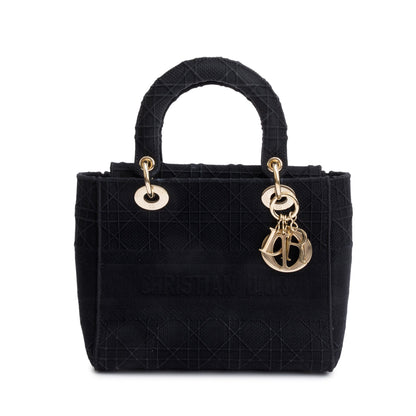 Christian Dior 2020 Black Toile De Jouy Embroidery Medium Lady D-Lite Bag Rovelle Bags