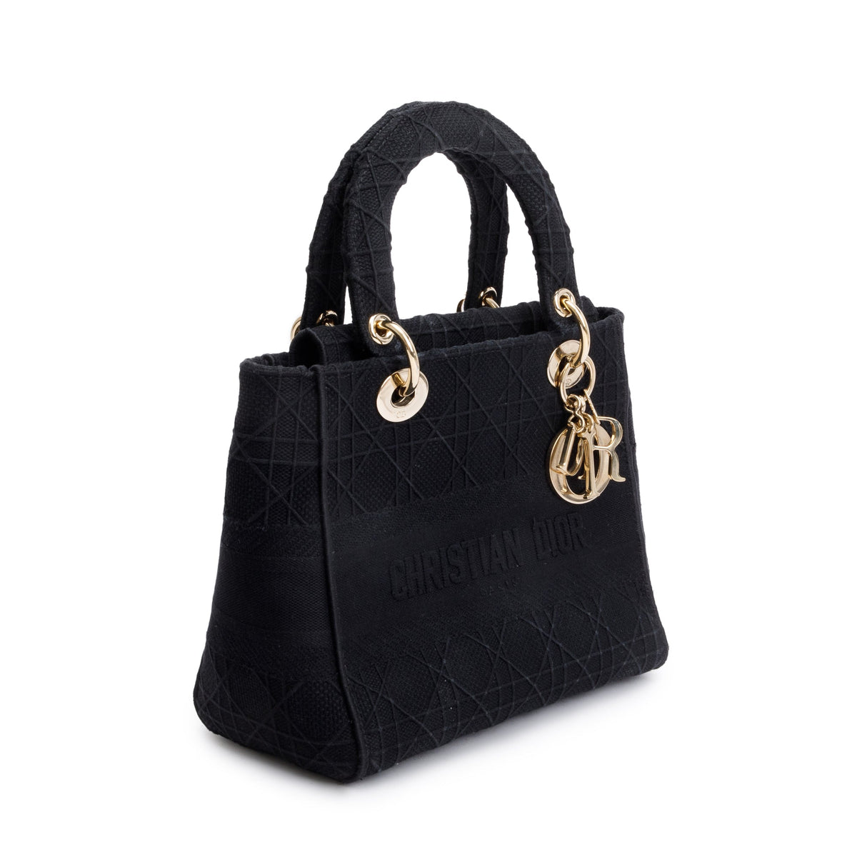 Christian Dior 2020 Black Toile De Jouy Embroidery Medium Lady D-Lite Bag Rovelle Bags