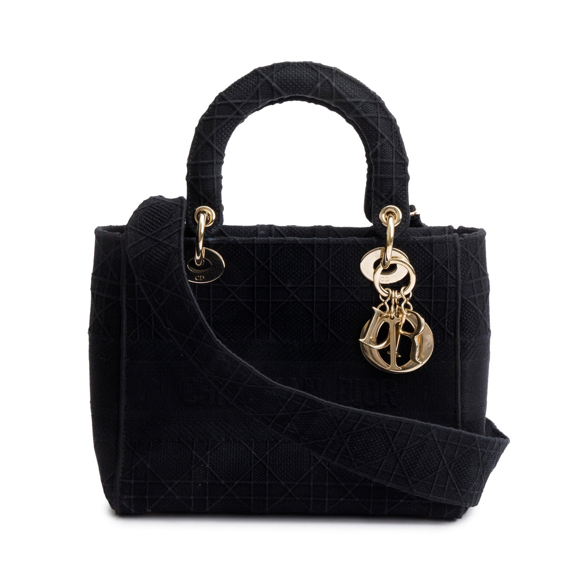 Christian Dior 2020 Black Toile De Jouy Embroidery Medium Lady D-Lite Bag Rovelle Bags