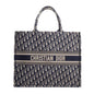 Christian Dior 2020 Ecru and Blue Dior Oblique Embroidery Large Book Tote Rovelle Bags
