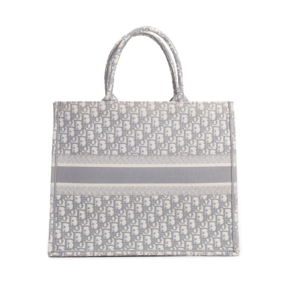 Christian Dior 2020 Grey & Neutral Dior Oblique Embroidery Large Book Tote Rovelle Bags