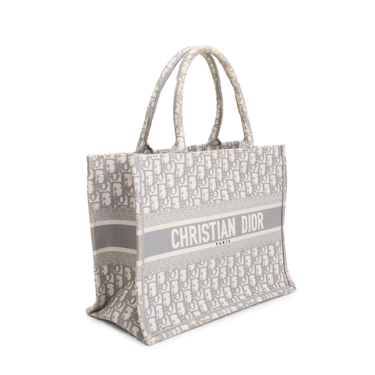 Christian Dior 2020 Grey Oblique Embossed Leather Medium Book Tote Rovelle Bags