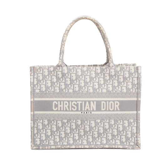 Christian Dior 2020 Grey Oblique Embossed Leather Medium Book Tote Rovelle Bags