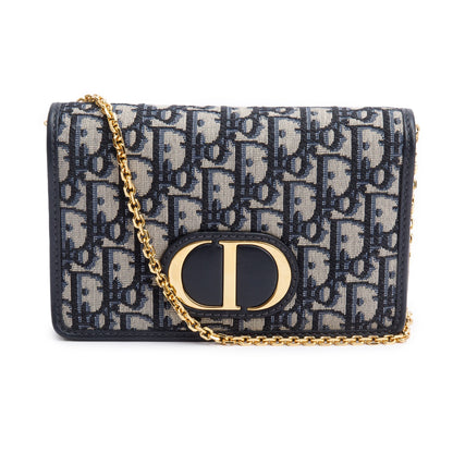 Christian Dior 2020 Navy Oblique 30 Montaigne 2-In-1 Pouch Bag Rovelle Bags