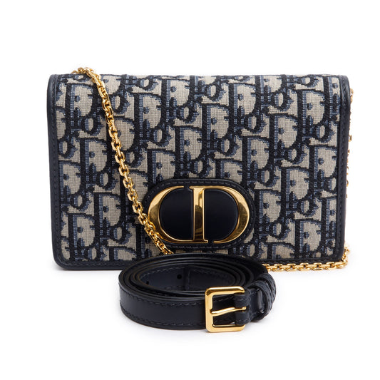 Christian Dior 2020 Navy Oblique 30 Montaigne 2-In-1 Pouch Bag Rovelle Bags