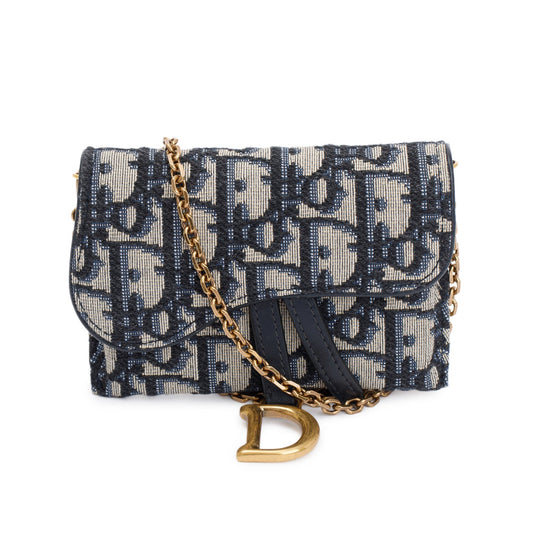 Christian Dior 2020 Oblique Jacquard Nano Saddle Chain Pouch Rovelle Bags