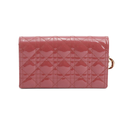 Christian Dior 2020 Pink Cannage Patent Leather Lady Dior Chain Pouch Rovelle Bags