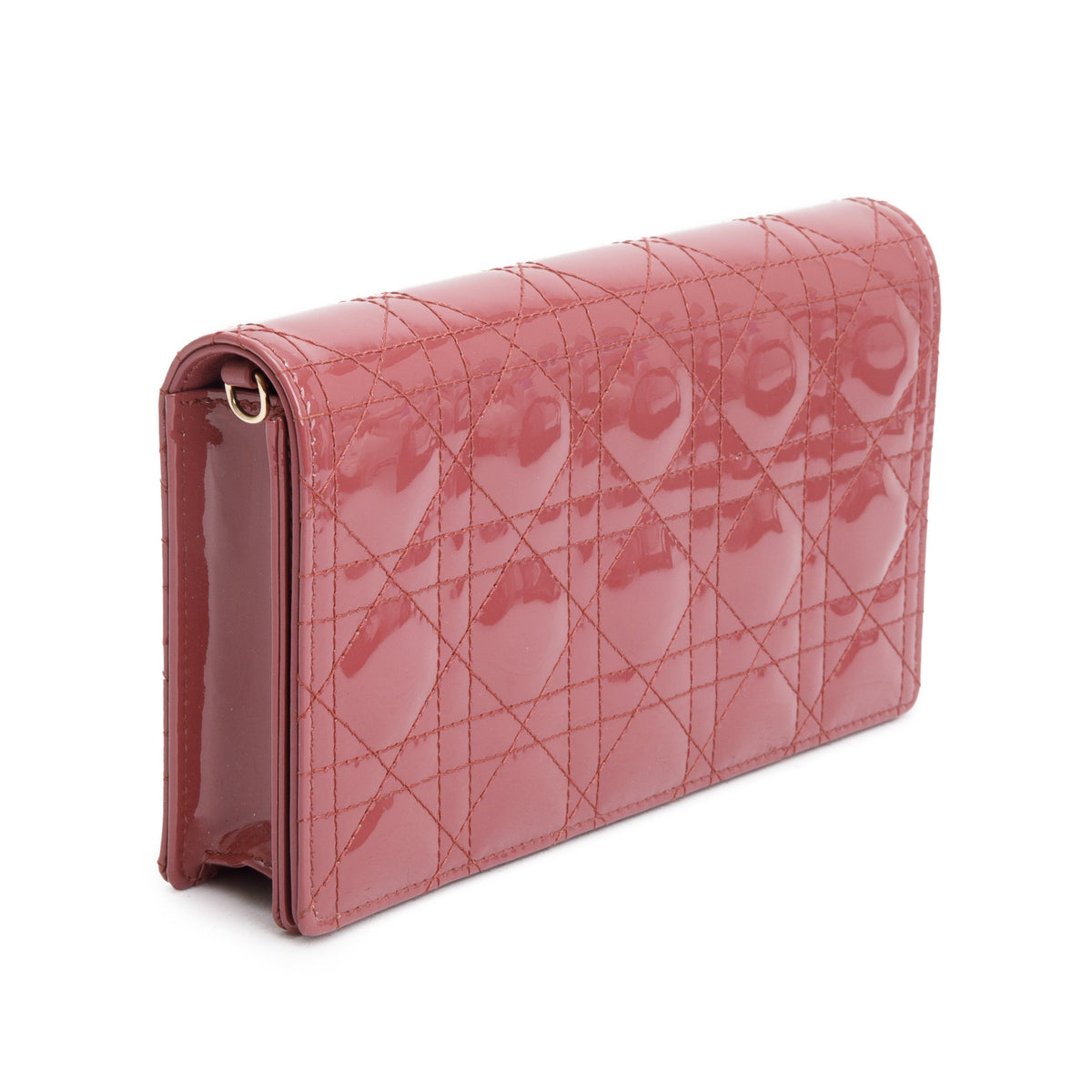Christian Dior 2020 Pink Cannage Patent Leather Lady Dior Chain Pouch Rovelle Bags