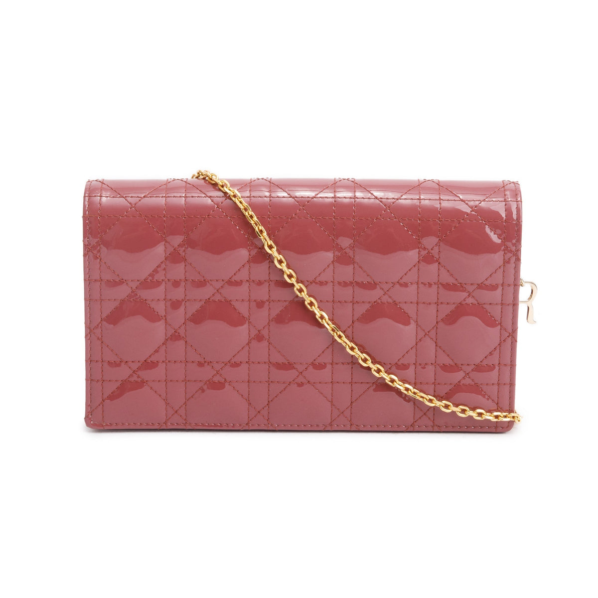 Christian Dior 2020 Pink Cannage Patent Leather Lady Dior Chain Pouch Rovelle Bags