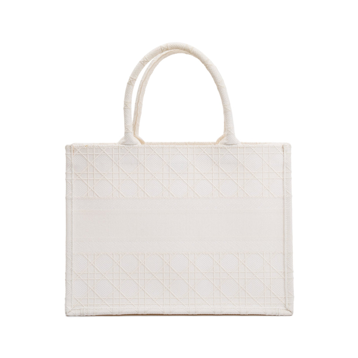 Christian Dior 2020 White Cannage Embroidery Medium Book Tote Rovelle Bags