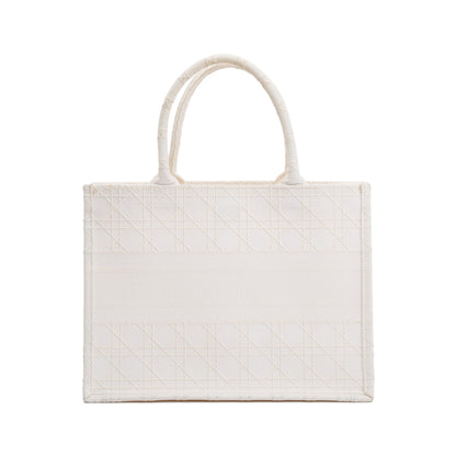 Christian Dior 2020 White Cannage Embroidery Medium Book Tote Rovelle Bags