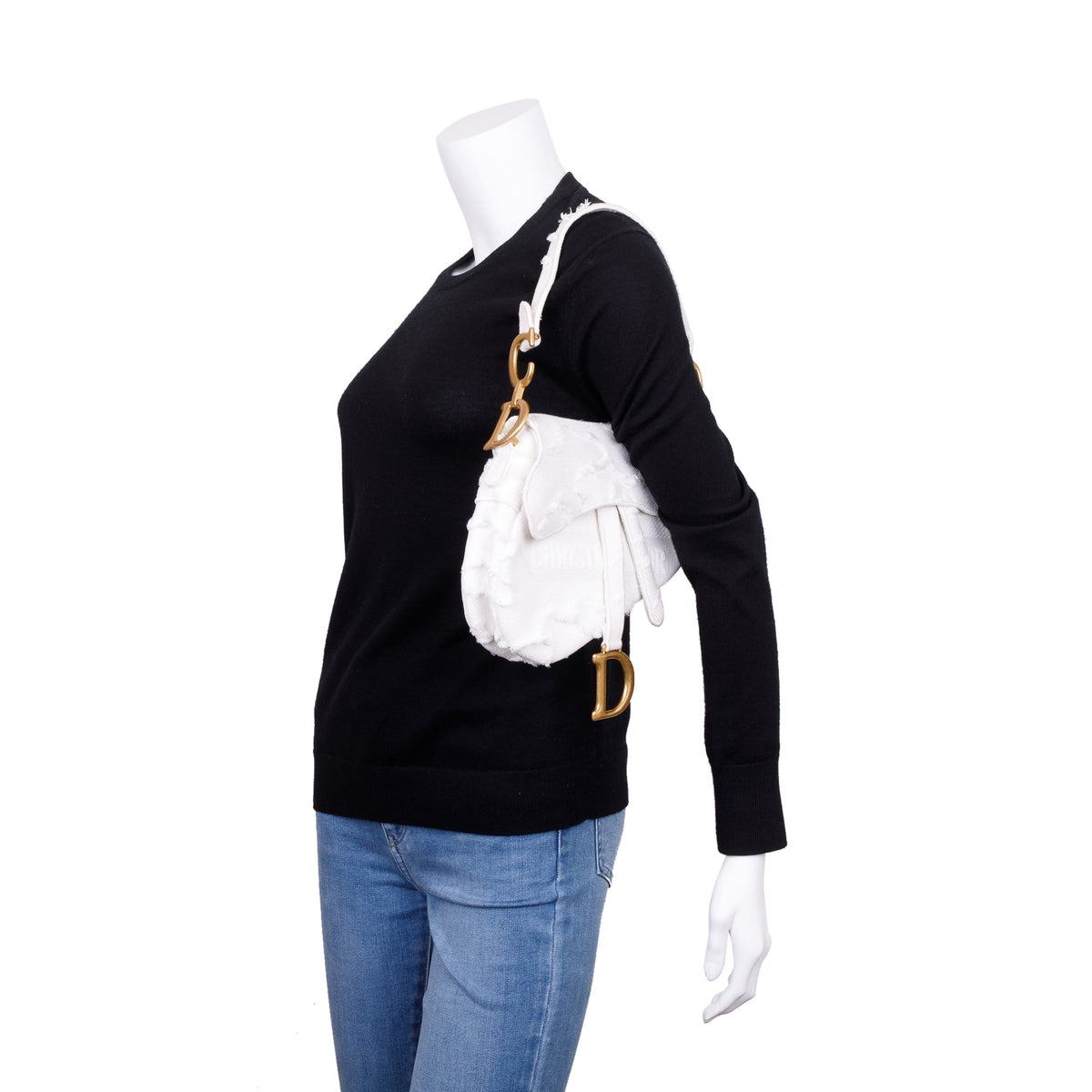 Christian Dior 2020 White Embroidered Camouflage Canvas Medium Saddle Bag Rovelle Bags