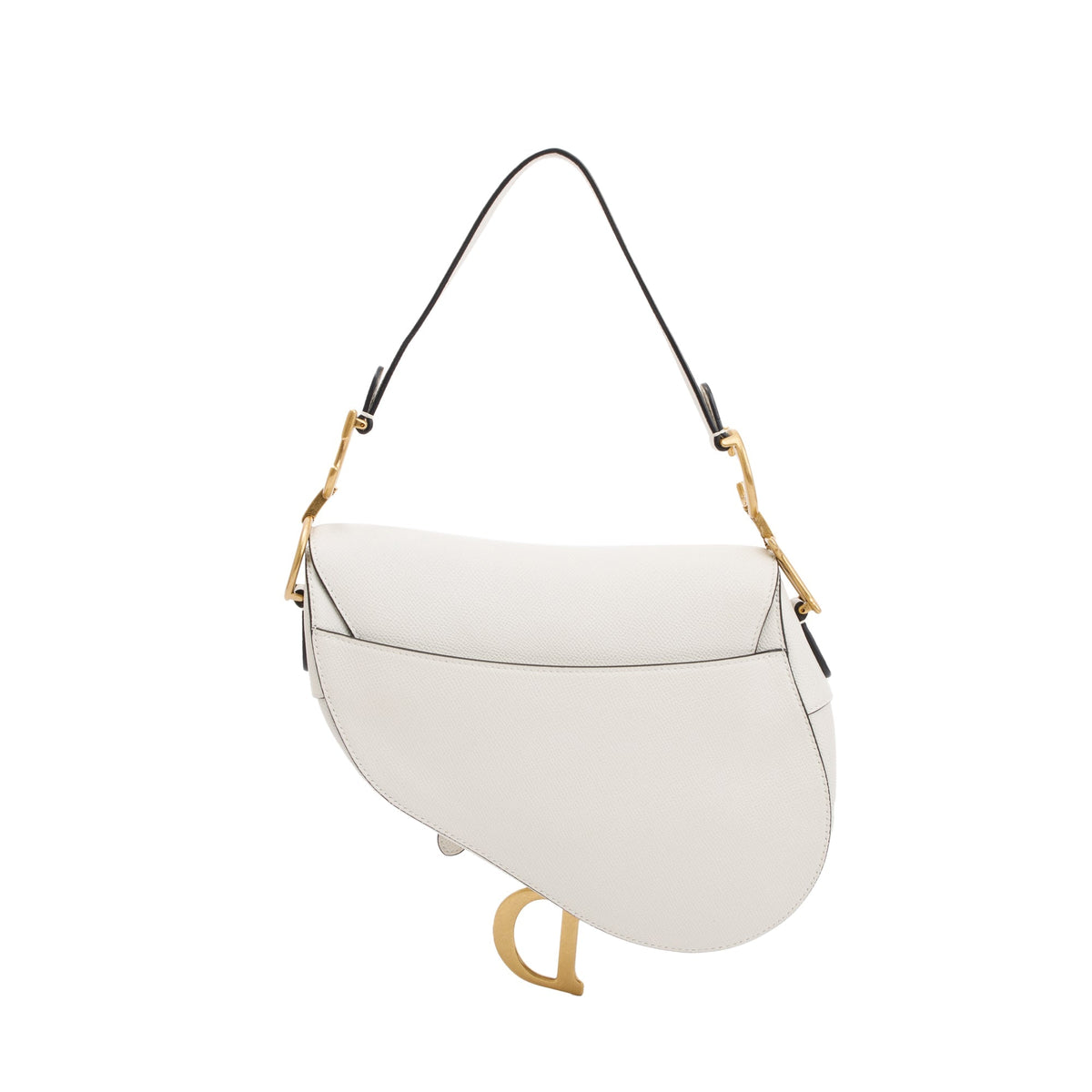 Christian Dior 2020 White Grained Calfskin Leather Medium Saddle Bag Rovelle Bags