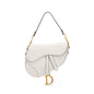Christian Dior 2020 White Grained Calfskin Leather Medium Saddle Bag Rovelle Bags