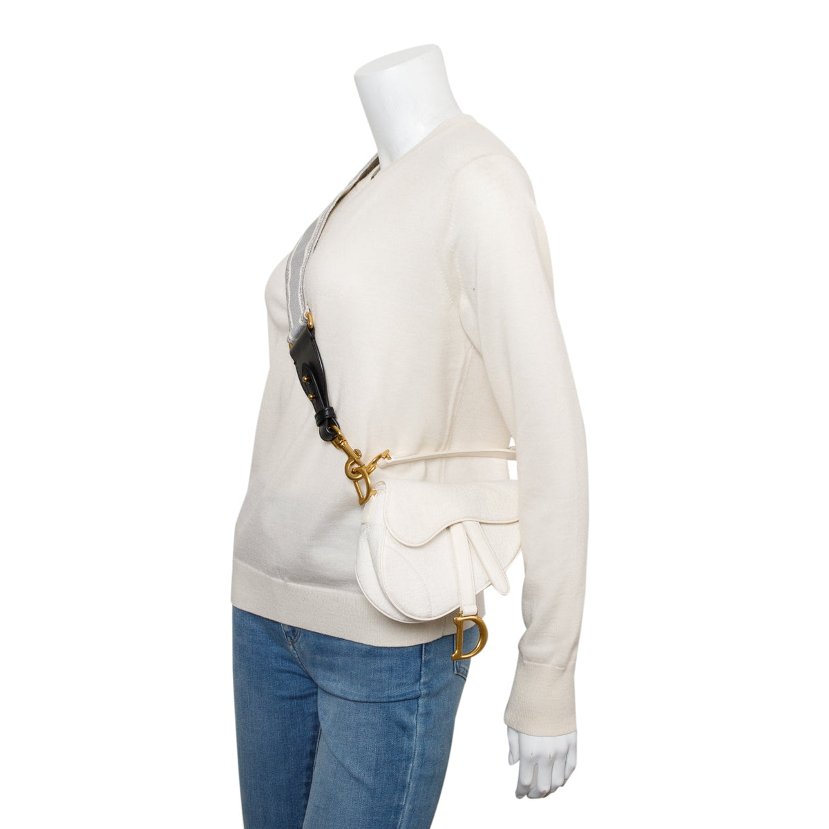 Christian Dior 2020 White Oblique Mini Saddle Bag Rovelle Bags
