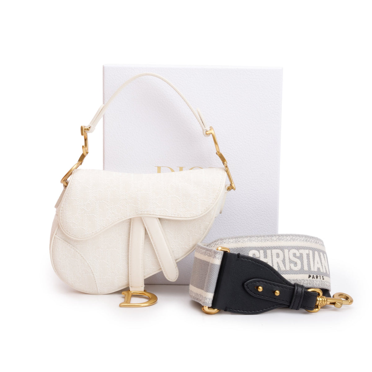 Christian Dior 2020 White Oblique Mini Saddle Bag Rovelle Bags