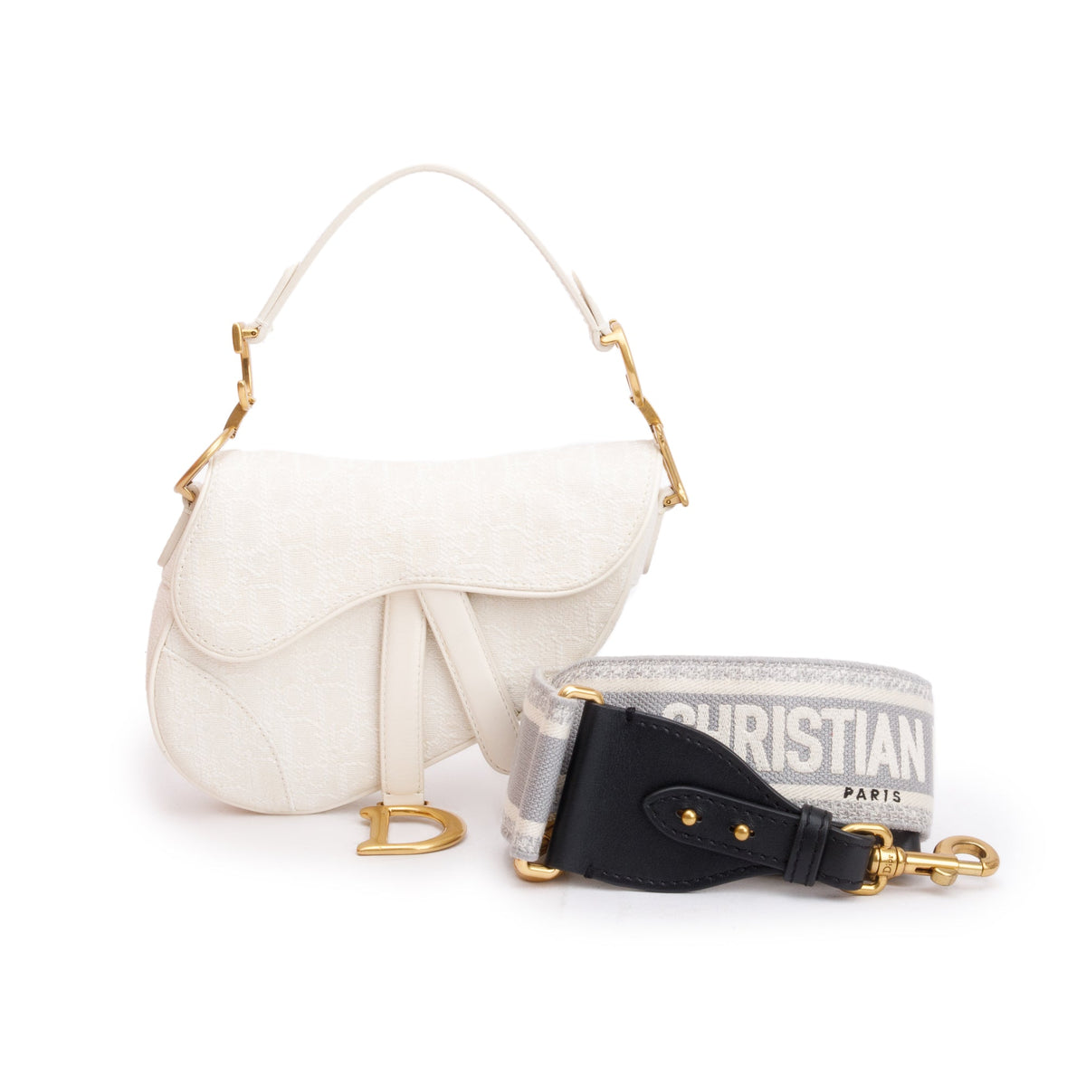 Christian Dior 2020 White Oblique Mini Saddle Bag Rovelle Bags