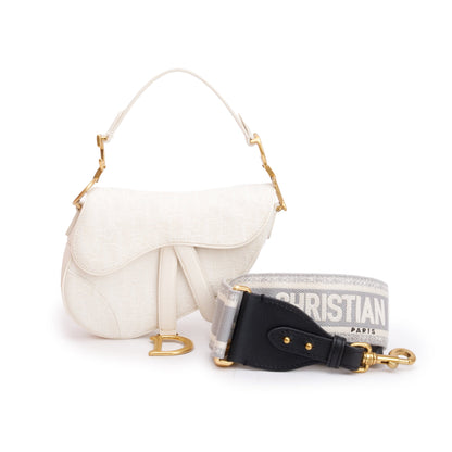 Christian Dior 2020 White Oblique Mini Saddle Bag Rovelle Bags