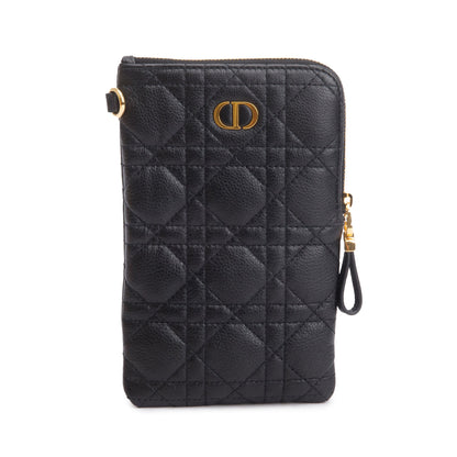 Christian Dior 2021 Black Quilted Leather Caro Multifunctional Pouch Rovelle Bags