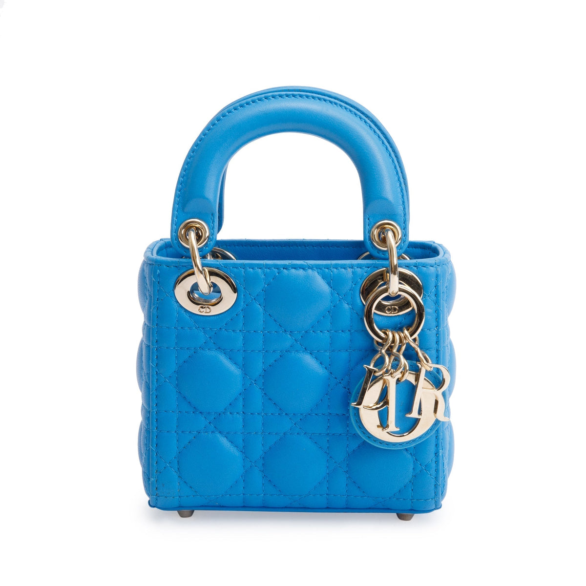 Christian Dior 2021 Blue Leather Micro Lady Dior Bag Rovelle Bags