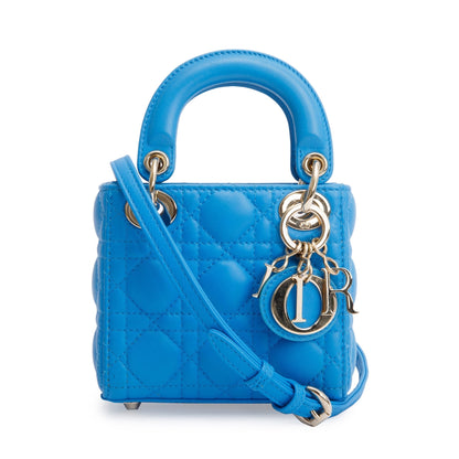 Christian Dior 2021 Blue Leather Micro Lady Dior Bag Rovelle Bags