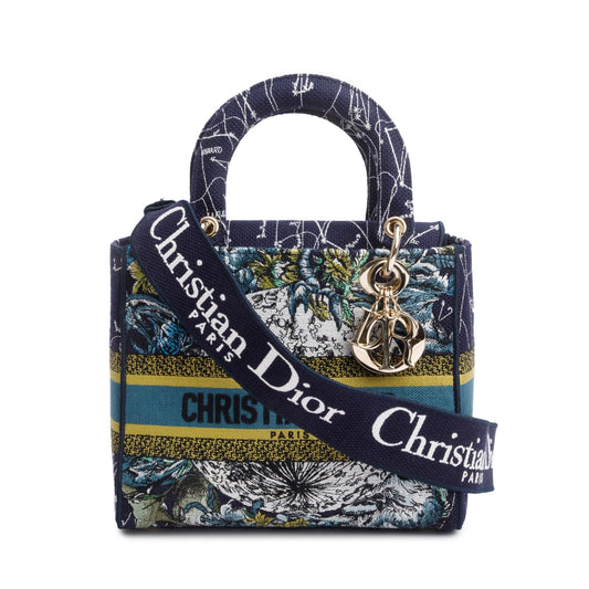 Christian Dior 2021 Blue Multicolor Zodiac Embroidery Medium Lady D-Lite Bag Rovelle Bags