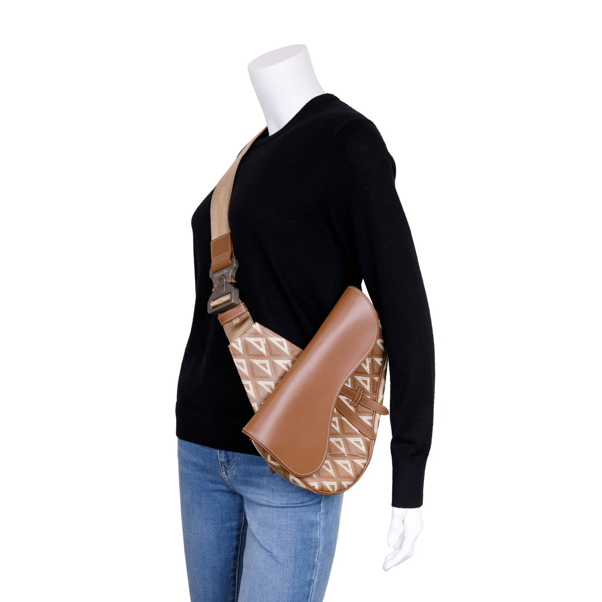Christian Dior 2021 CD Diamond Coated Canvas Saddle Bag Rovelle Bags