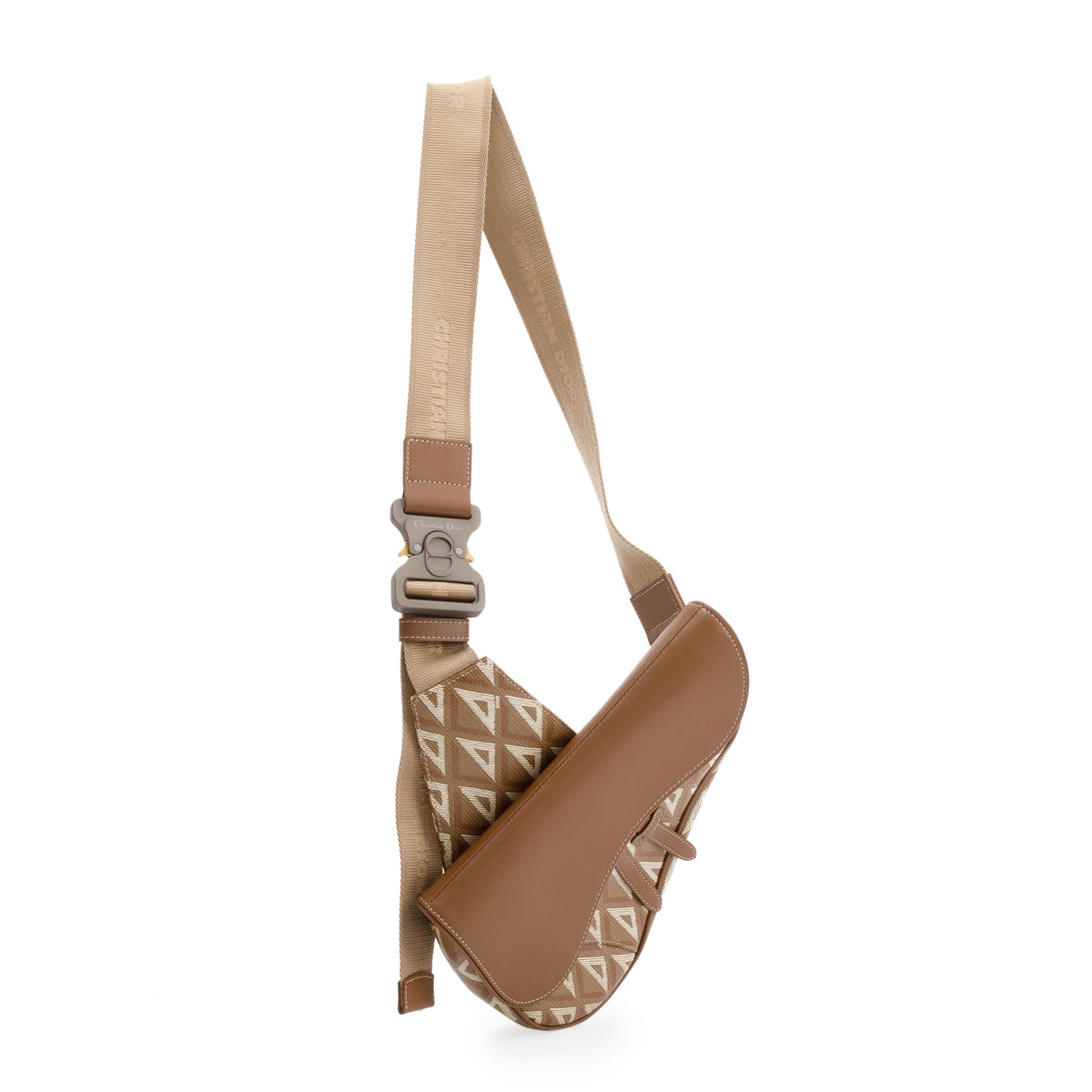 Christian Dior 2021 CD Diamond Coated Canvas Saddle Bag Rovelle Bags