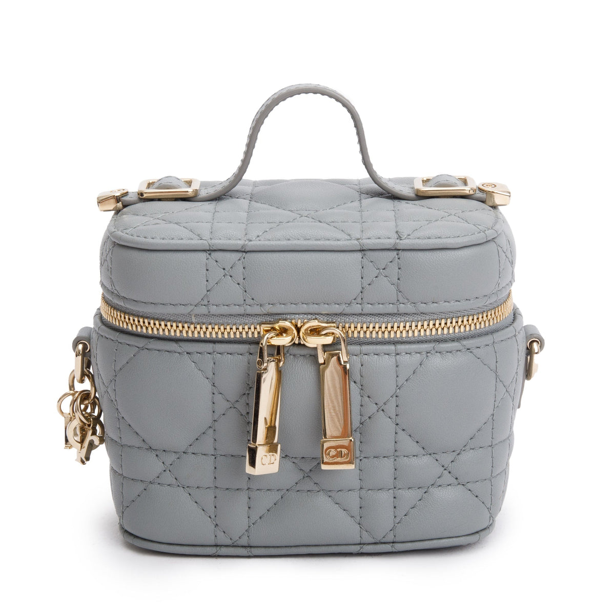 Christian Dior 2021 Grey Cannage Leather Micro Lady Dior Vanity Case Rovelle Bags